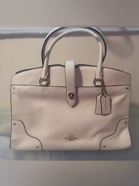 COACH Pebbled Leather Mercer Satchel with Gold Hardware